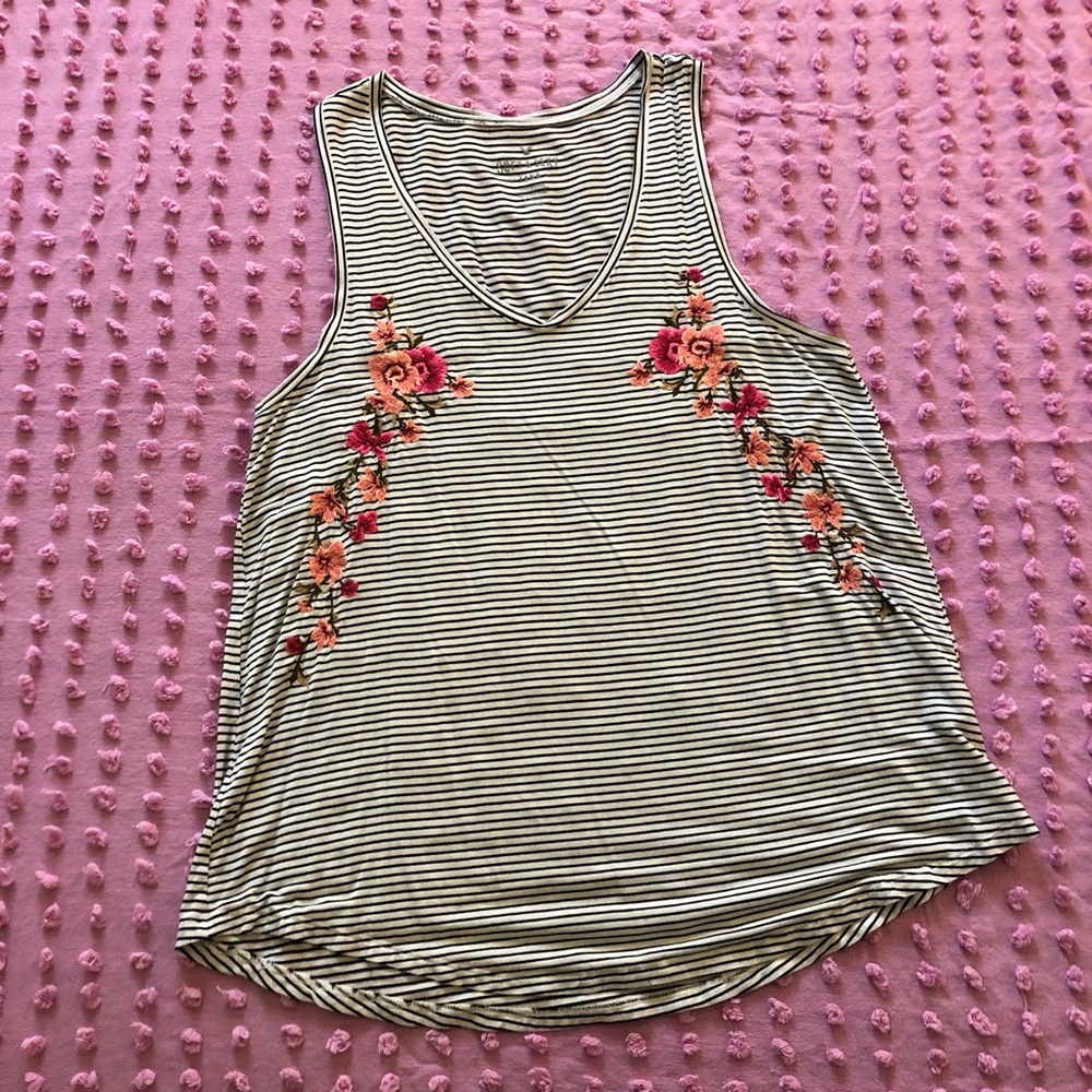 American Eagle Striped Flower Tank